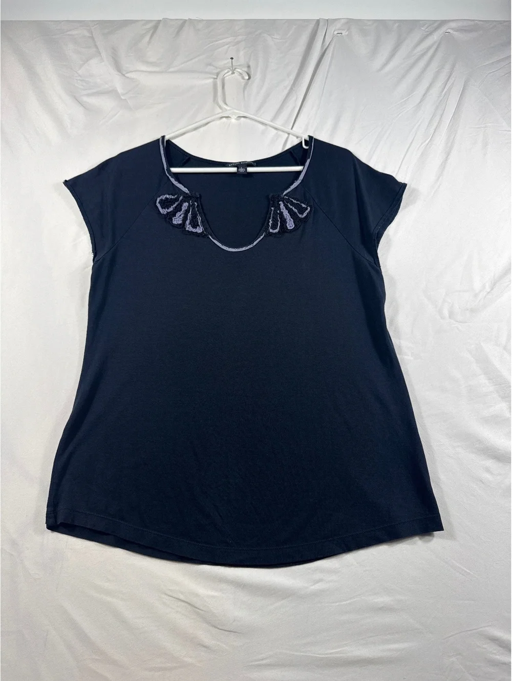Banana Republic Black Short Sleeve Top with Decorative Neckline